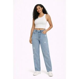 Hollister Women's Light Wash Star Dad Jeans Straight Leg Y2K Size‎ W23